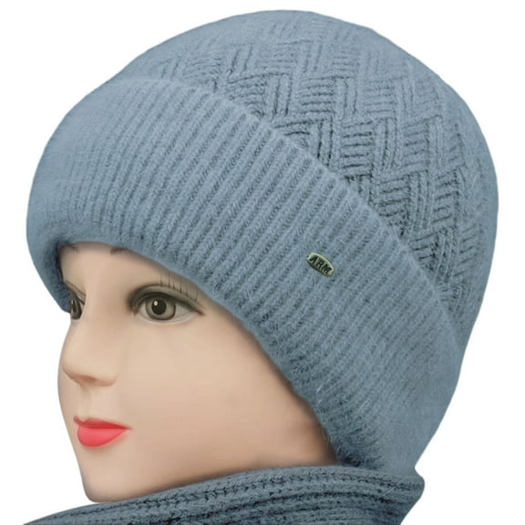 vnanda Warm Winter Hat Middle-aged Elderly Winter Woolen Hat with Fleece Lining Thickened Mom Beanie Hat Warm Grandmother Knitted Hat Fleece Lining Knitted