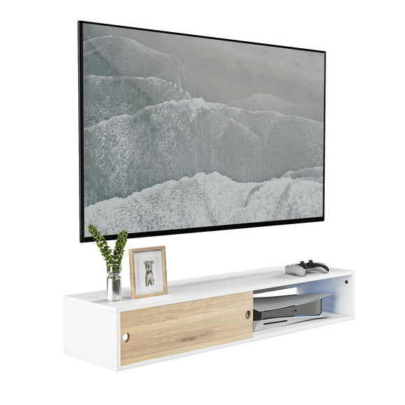 Mueble para TV MORU FLOW Blanco Estante flotante para sala centro de entretenimiento