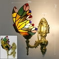 thumbnail image 2 of Butterfly Wall Sconces Artistic Style Kid's Wall Lamp Vintage Stained Glass Wall Light Fixtures for Bedroom Living Room Bathroom Hallway Children's Room,4,C, 2 of 4