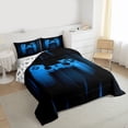 thumbnail image 3 of Homewish Gamer Gaming Queen Comforter Set,Abstract Geometric Pattern Bedding Sets,Blue Black Bedding Comforter Set For Boys Teens,Microfiber Bedroom Decor Reversible,3-Piece, 3 of 8