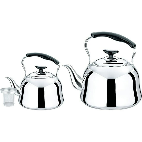 2 pc Kettle Set Stainless Steel Kettle with Infuser Teapot Set 1 qt / 3 qt