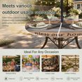 thumbnail image 6 of Round Outdoor Tablecloth with Umbrella Hole and Zipper, Texas Star Vintage Tablecloth with Elastic Waterproof, Berry Grey Blue Brown Wooden Patio Table Covers for 55" - 60" Picnic Pool Tables, 6 of 9