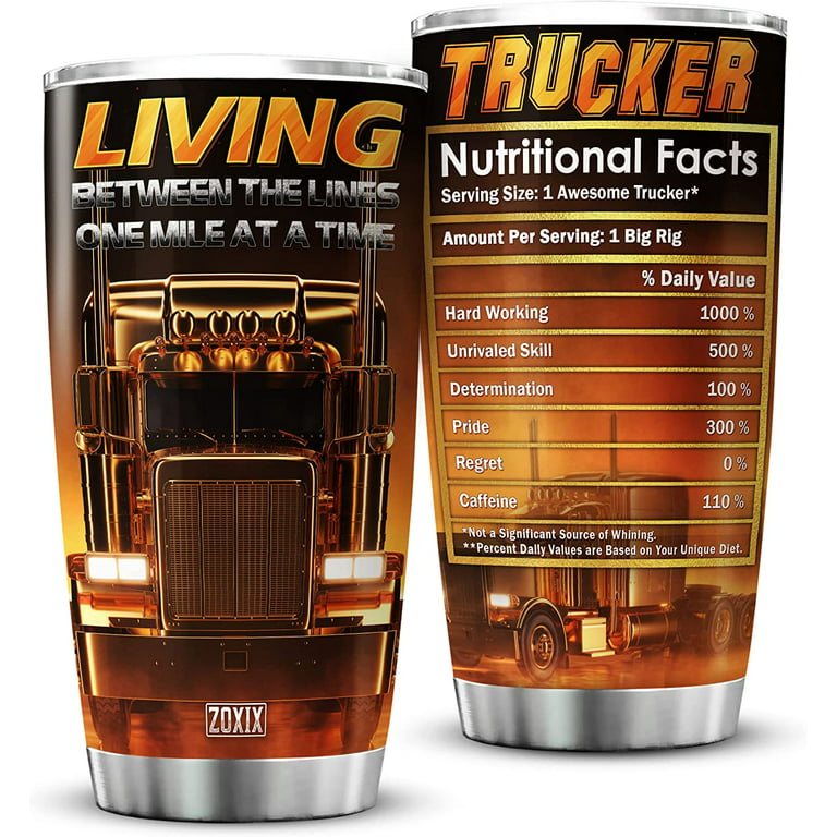 Truck Tumbler With Lid 20oz Novelty Trucking Accessories Stainless Steel  Coffee Mug Vintage Insulated Cup For Truckers Dad Husband Trucker Gifts For