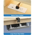 thumbnail image 5 of CHITOOMA 65" L-Shaped Standing Desk, Electric Height Adjustable Corner Computer Desk with Power Outlets & LED Strip, Sit Stand Up Desk with with 3 Drawers for Home Office, Oak, 5 of 7