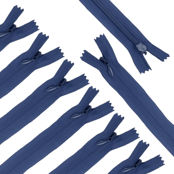 Uxcell 10Pack 23.6" Cremalleras de Bobina de Nylon, Cremalleras de Extremo Cerrado #3 para Chaquetas, Azul Marino