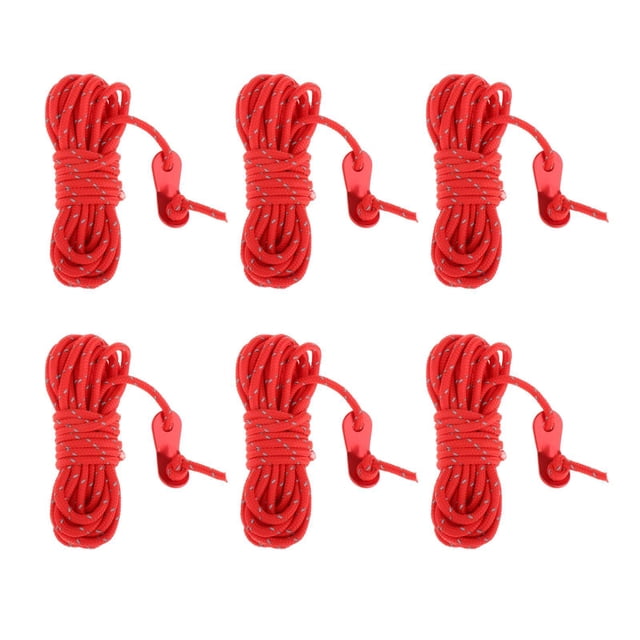 Cuerda reflectante de tienda Guyline de 4mm con tensores de cuerda de 2 ojos, cordón ligero de paquetes para senderismo - Rojo Sunnimix Cuerda de tienda reflectante
