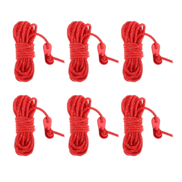 Cuerda reflectante de tienda Guyline de 4mm con tensores de cuerda de 2 ojos, cordón ligero de paquetes para senderismo - Rojo Sunnimix Cuerda de tienda reflectante