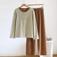thumbnail image 2 of Women's Petite Pajamas Set Button Down Long Sleeve Shirt & Pant Comfy Lounge Sleepwear Set Soft Loungewear Pjs, 2 of 4