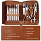 thumbnail image 5 of Juego de manicura, kit de manicura profesional Juego de cortaúñas 11 en 1 Kit de herramientas de pedicura de acero inoxidable Kit de aseo con estuche de viaje portátil de cuero marrón para hombres L18 Namotu CZMR-SY41, 5 of 7