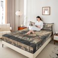 thumbnail image 4 of Homewish Animal Deer 3pcs Twin Sheet Sets For Teens Boys Girls,Jungle Wildlife Twin Fitted Sheet,Retro Vintage Cabin Breathable Flat Sheet,Breathable Home Decor, 4 of 7