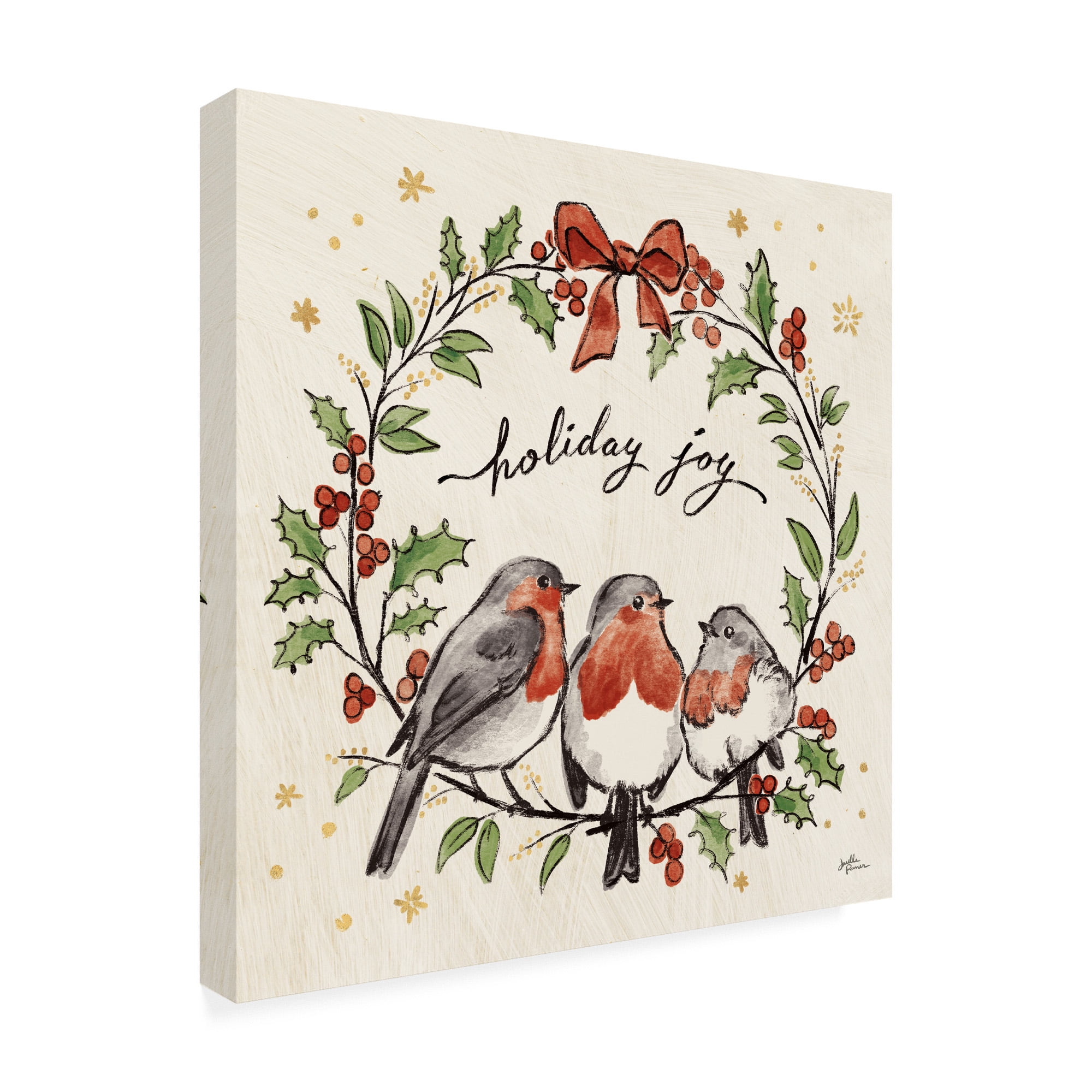 Trademark Fine Art 'Christmas Lovebirds IV' Canvas Art by Janelle Penner