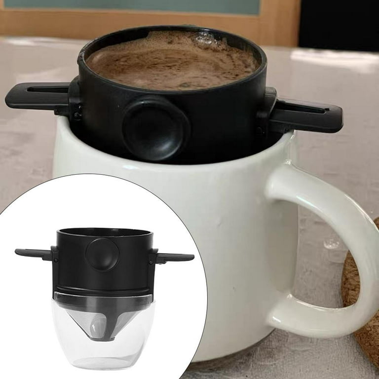 LHS Pour Over Coffee Dripper Stainless Steel Coffee Filter Metal Cone  Filter Paperless Reusable Coffee Filter Single Cup Coffee Maker 1-2 Cup  With