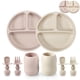 thumbnail image 1 of Set de alimentación para bebés PandaEar con placa de succión dividida de silicona, 2 tazas, 1 of 7