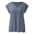 thumbnail image 3 of CAIVO Women's Shirts Solid Color Short Sleeve Oversized Casual V-Neck Fashion Tops Summer Blouse Relaxed Fit Back To School Dailywear, 3 of 3
