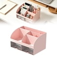 thumbnail image 2 of Solivara Multi Compartment Desk Organizer With Drawers For Home Office Stationery And Makeup(Pink,8.31*5.59 in), 2 of 9