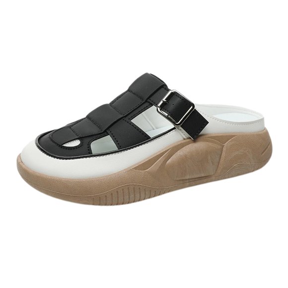 Pantuflas Plataforma con Hebilla Pantuflas de Casa Cómodas Sandalias Ligeras para negro 37