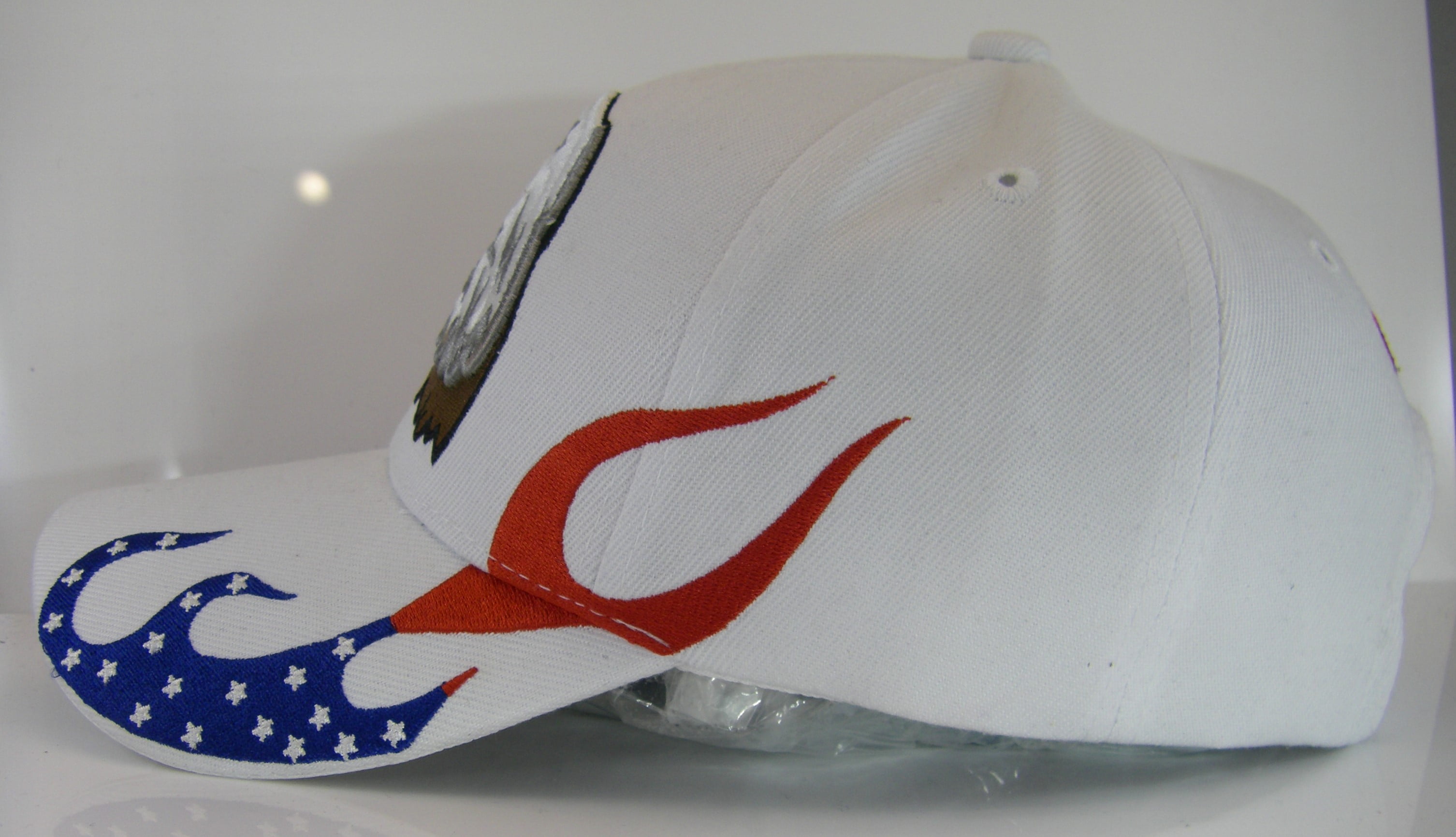 Men's Patriotic Flames Large Eagle USA Adjustable Baseball Cap