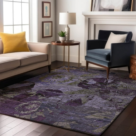 Addison Rugs Mayfield Washable Transitional Organic Purple Rectangle Rug, 8' x 10'