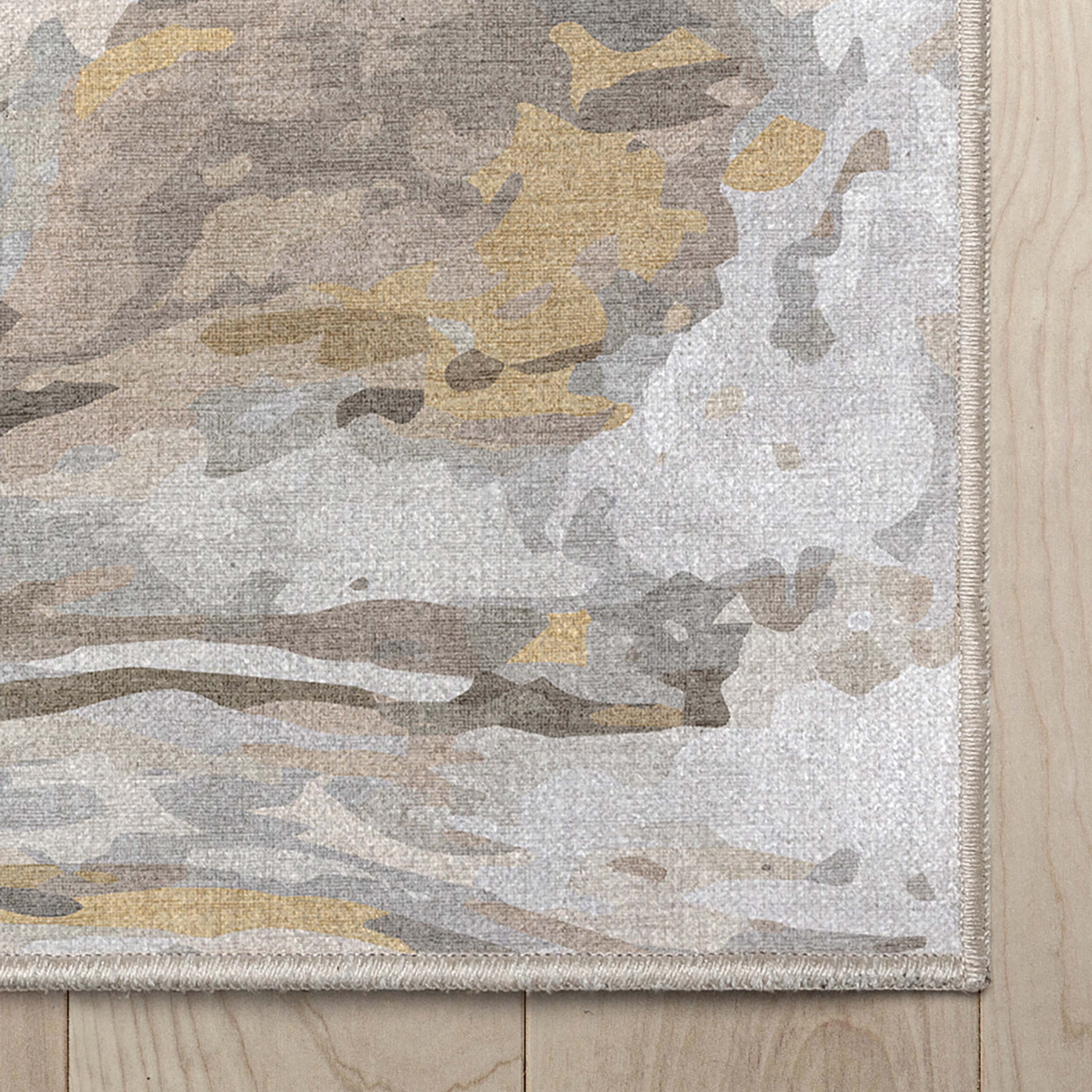Well Woven Abstract Dunes Modern Retro Marble Flat-Weave Beige Gold 7'7" x 9'10" Area Rug