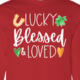 thumbnail image 4 of Inktastic Lucky Blessed and Loved Horseshoe Clover Hearts Long Sleeve T-Shirt, 4 of 5