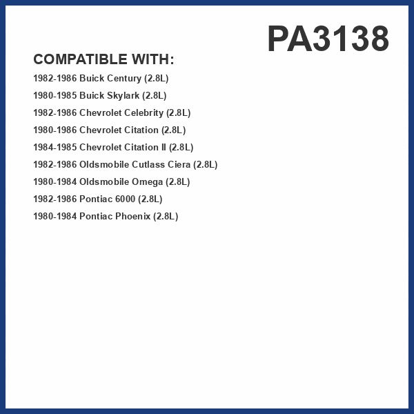 PG PA3138 Engine Air Filter | Fits 1982-1986 Chevrolet Celebrity, Buick Century, Pontiac 6000, Oldsmobile Cutlass Ciera 2.8L; 1980-1986 Citation 2.8L