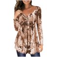 thumbnail image 1 of Cameland Ladies' Casual Printed Button Up Long Sleeved Round Neck Pullover Top, 1 of 5