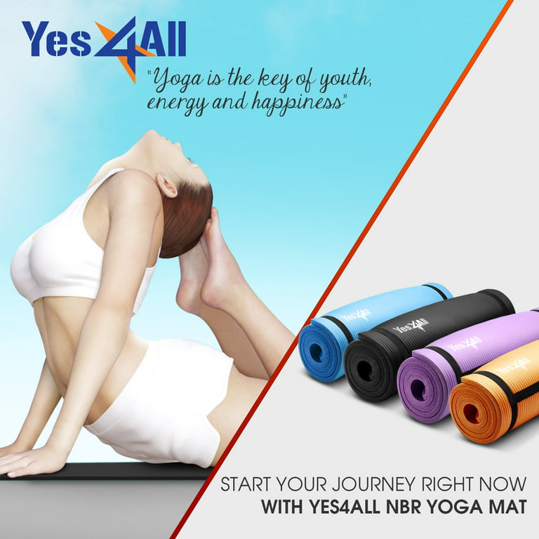 Yes4All Premium NBR Exercise Yoga Mat - Black 