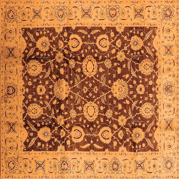Ahgly Company Indoor Square Oriental Orange Traditional Area Rugs, 7' Square