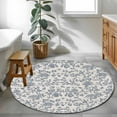 thumbnail image 4 of Blue Floral Large Area Rugs for Bedroom Living Room, Soft Non Slip Carpet Bedside Rug, Farmhouse Vintage Flower Leaf Botanical Round Floor Cover Kitchen Accent Rug 4' for Dining Room/Office, 4 of 9