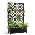 thumbnail image 4 of BeesClover Diamond Lattice Metal Planter Box, Raised Garden Bed with Privacy Screen for Climbing Plants, 4 of 8