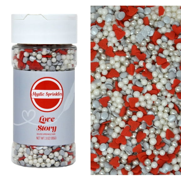 Mystic Sprinkles Love Story Sprinkle Mix In Silver 3.3 Ounce Bottle
