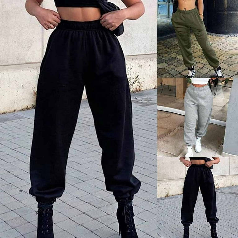 ALSLIAO Womens Oversized Joggers Sweatpants Ladies Bottoms Jogging Gym  Pants Lounge Army Green 2XL 