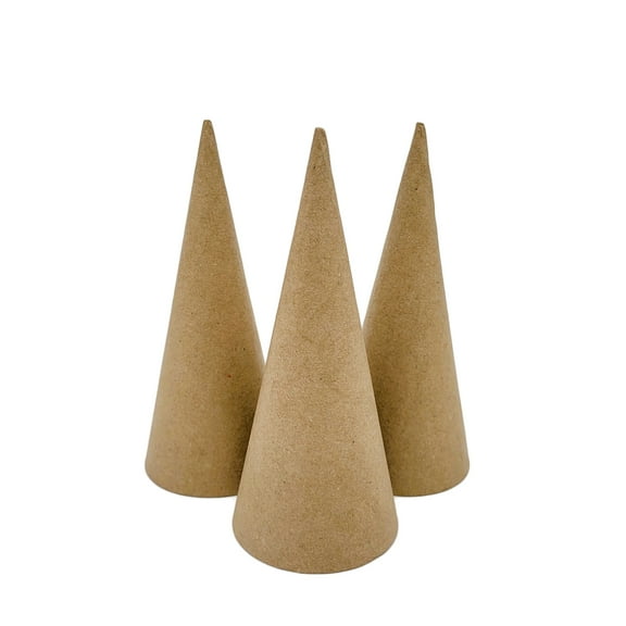 AllStellar Paper Mache Cones Open Bottom 7X3 in. Set of 3 (Small) - For DIY Art Projects, Crafts and Decorations!
