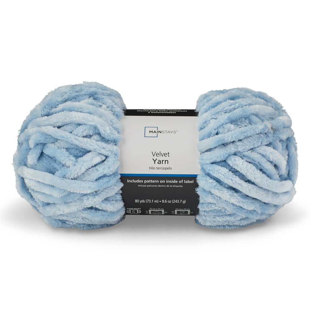 Mainstays Super Bulky 100 Polyester and Velvet Blue Yarn, 80 yd