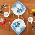 thumbnail image 4 of Coolnut Set of 4 Blue Grass and Butterfly Satin Napkin Square 20 Inches Table Napkins Soft Smooth Decorative Napkins for Wedding Banquet Party Decoration, 4 of 6