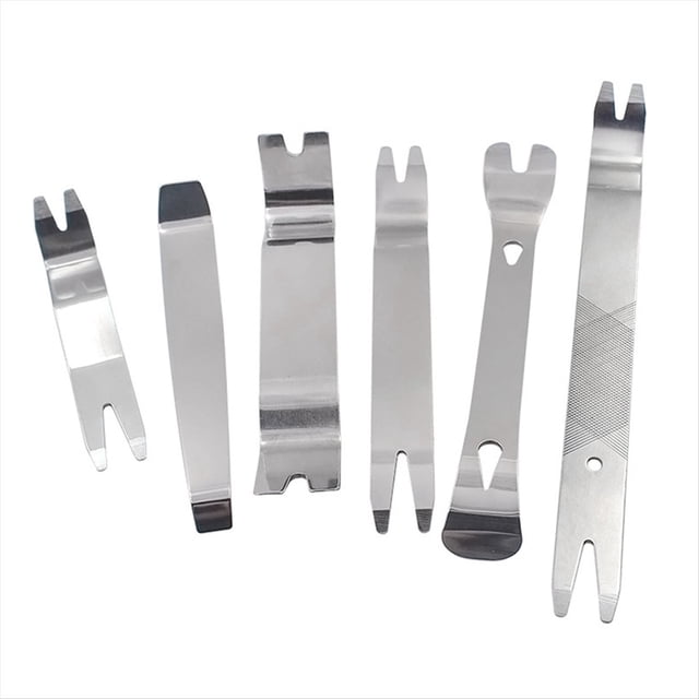 Car Inner Removal Tool 6Pcs Kit Auto Car Radio Door Clip Panel Trim Dash Audio Removal Installer Tool,1 x Car audio door dash trim removal tool set,Silver
