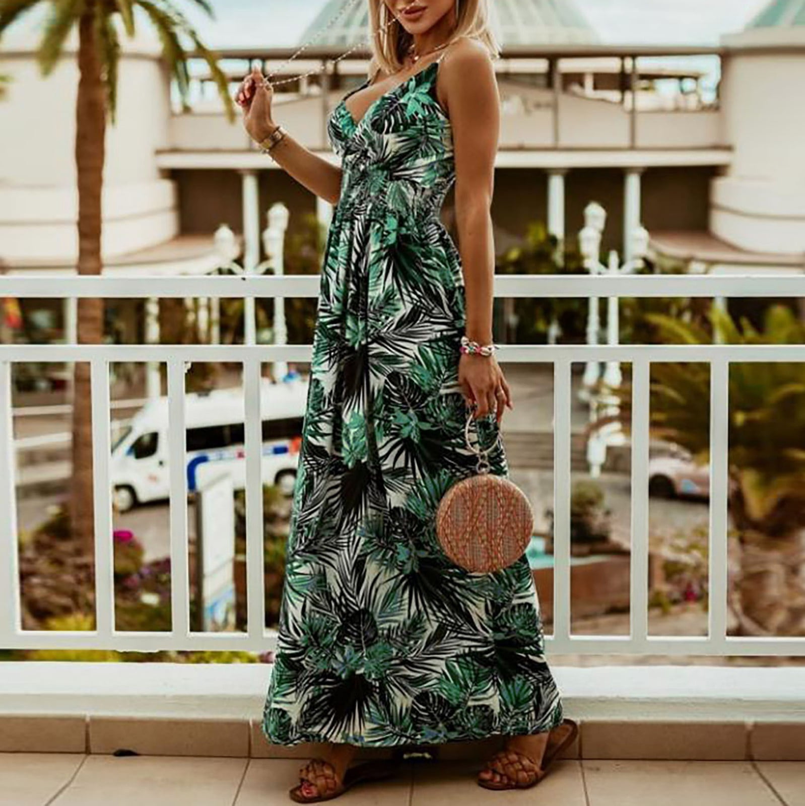 coast blue leaf maxi dress
