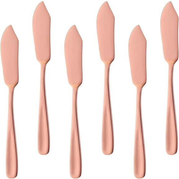PEACNNG Stainless Steel Cheese Dessert Knives, Set of 6, Breakfast Butter Knife, Slicer Sandwich Spreader(Rose Gold)