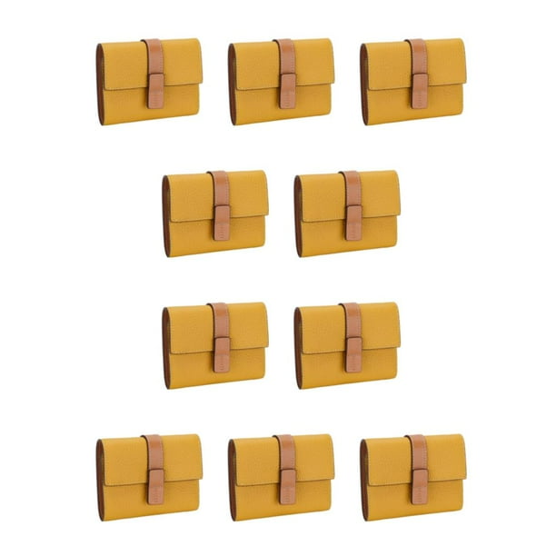 Minnieouse Monedero de mujer Trifold Zipper Hasp Titular de la tarjeta elegante Compartimiento de efectivo Carpeta de fotos Billetera Notecase Amarillo 10Conjunto