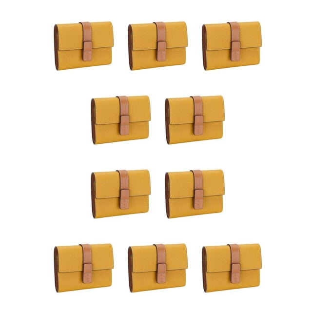Minnieouse Monedero de mujer Trifold Zipper Hasp Titular de la tarjeta elegante Compartimiento de efectivo Carpeta de fotos Billetera Notecase Amarillo 10Conjunto