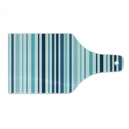 

Abstract Cutting Board Vertical Striped Pastel Toned Color Bands Lines Background Nautical Design Tempered Glass Cutting and Serving Board Wine Bottle Shape Sky and Dark Blue by Ambesonne