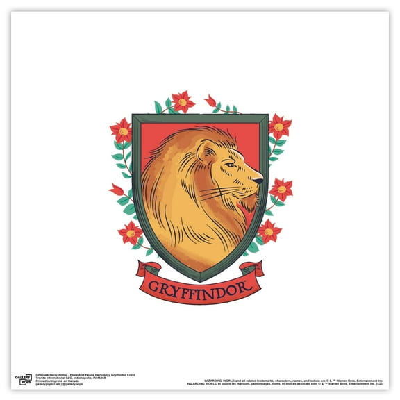 Gallery Pops Harry Potter - Flora And Fauna Herbology Gryffindor Crest Wall Art, Unframed Version, 12" x 12"