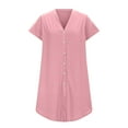 thumbnail image 4 of Abomasnow Women's Nightgown Short Sleeve Button Up Sleepshirt Solid Color Mini Length Sleepwear Comfy Night Dress for Women, 4 of 7