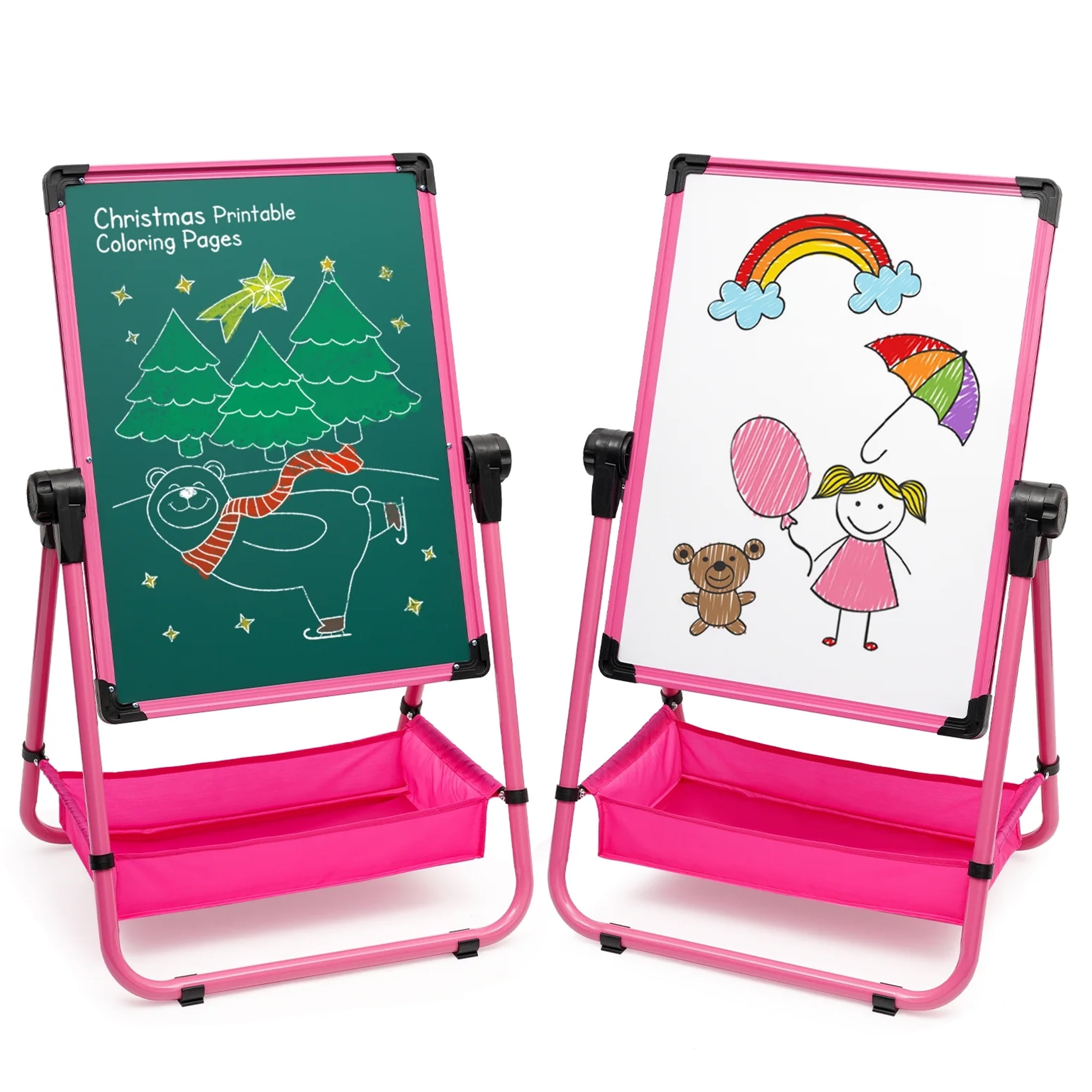 Ealing 360°Rotating Art Easel for Kids Over 3 Years Old,Height Adjustable  with 29.5"-44",Pink