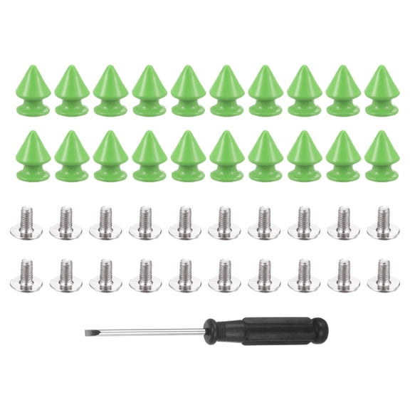 20 Set Metal Tree Spikes and Studs 12mm x 8mm Screw Back Leathercraft, Light Green
