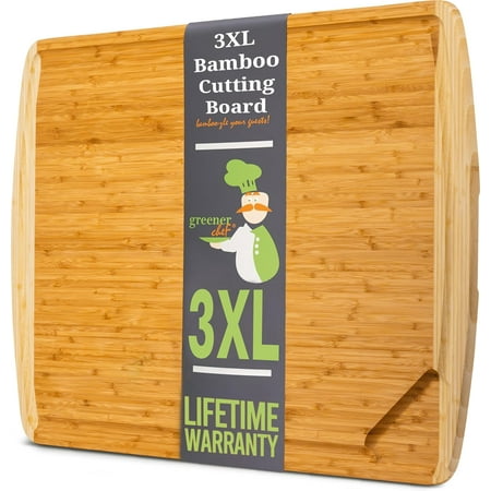 Size XXXL Greener Chef XXXL Bamboo Cutting Board -30x20 Wooden Cutting Boards for Kitchen