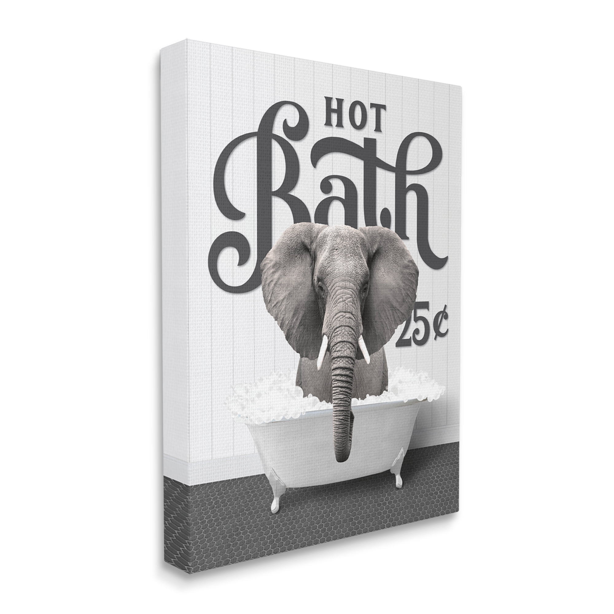 Stupell Industries Hot Bath Elephant Animals & Insects Painting Gallery Wrapped Canvas Print Wall Art, 30 x 40