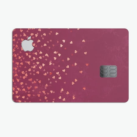 Heart Center Of The Oranges Pink and Orange Micro hearts Over Vintage Floral - Premium Protective Decal Skin-Kit for the Apple Credit Card ()