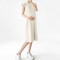 thumbnail image 2 of Robe de Maternité pour Femmes Manches Courtes Col Rond Couleur Unie Robe de Grossesse Ample, 2 of 6