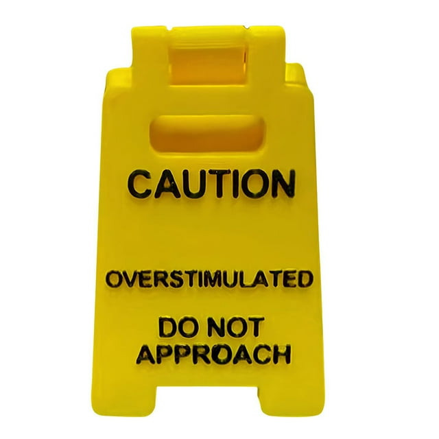 Visland Caution Overstimulated Desk Sign 3D Printed Warning Sign Funny Office Desk Signage Accessories